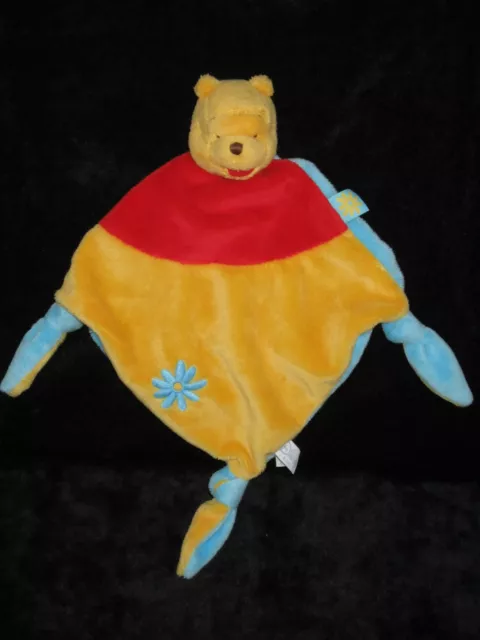 Doudou plat losange Winnie l'Ourson jaune bleu rouge Disney Baby Nicotoy 39 cm