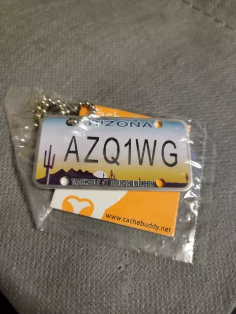 Geocaching Trackable Travel Bug Arizona License Plate New Unactivated
