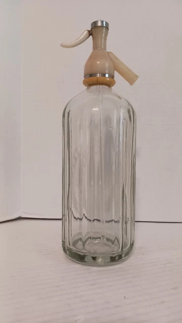 Vintage England Etched Glass Schweppes Mineral Soda Seltzer Water Bottle