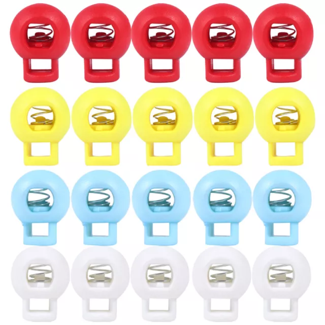 100x Elastic Drawstring Stopper Clips (4 Colors) - Luggage Lanyard Sliders