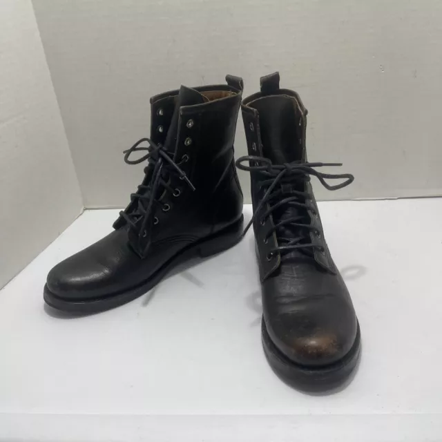 Frye Leather Veronica Lace Up Combat Boots Women 9.5 Distressed Look