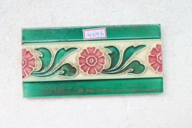 Japan antique art nouveau vintage majolica border tile c1900 NH4346