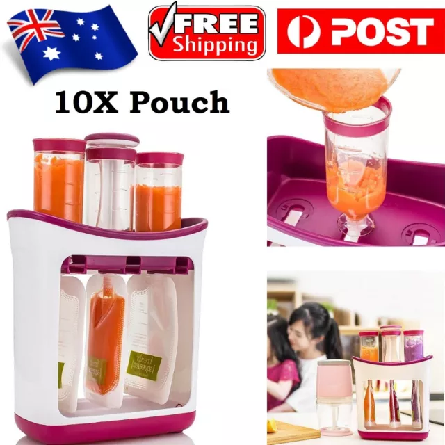 Baby Food Feeding Infant Squeeze Station Juice Fruit Maker Dispenser Storage Bag