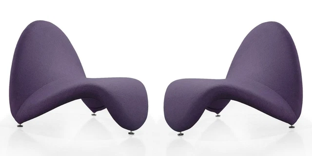 Manhattan Comfort Modern Moma Set Of 2 Accent Chair In Purple Finish 2-AC009-PL