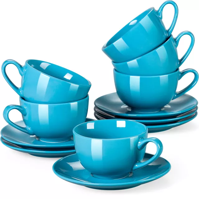 Lovecasa Sweet 12pc Cappuccino Tea Coffee Latte Cups Saucers Set Porcelain 230ml