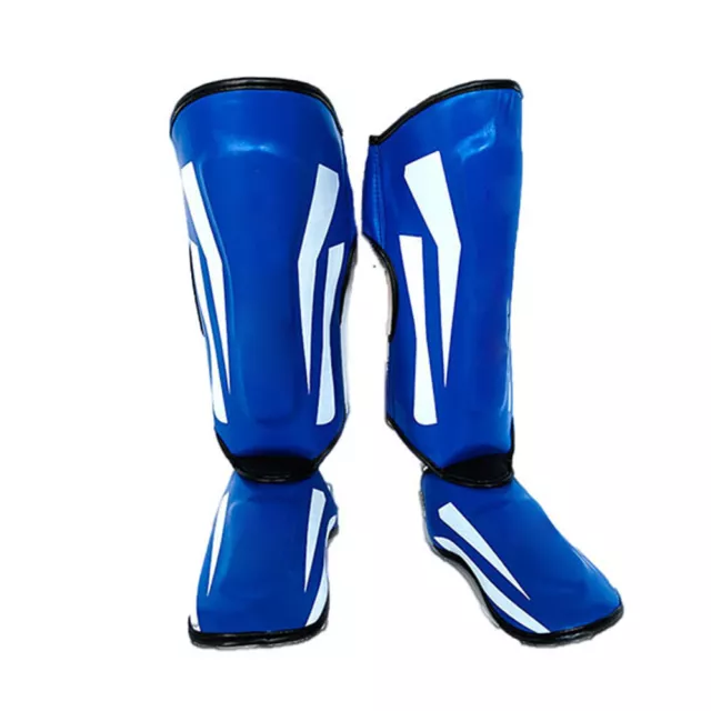 Martial Arts Shin Guards PU Leather Leg Foot Protector Thicken Protective V0S6