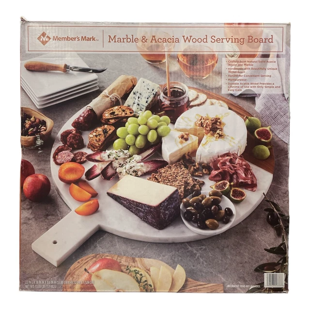 Member's Mark Handmade Marble & Acacia Wood Serving Board *Open Box*