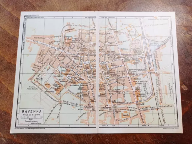 stampa antica old map MAPPA carta topografica RAVENNA EMILIA ROMAGNA 1924