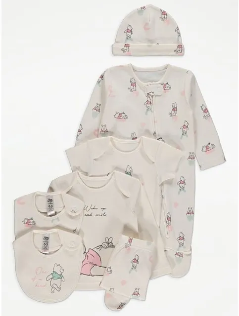 BNWT Baby Girls Disney Winnie The Pooh Pjs Bodysuits Starter set Outfit Bundle A