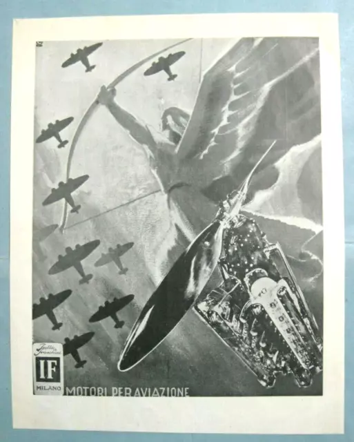 pubblicita fascismo autarchia MOTORI PER AVIAZIONE ISOTTA FRASCHINI 1941 rara