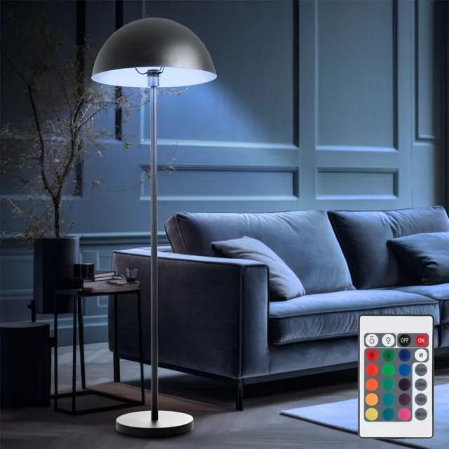 Lampadaire LED avec variateur d'intensité - Lampe sur pied moderne avec  abat-jour en tissu suspendu et base argentée - Lampe de lecture pour salon,  chambre à coucher, ampoule LED 8 W lumineuse