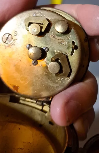 Vintage Europa 7 Jewels 2" Baseball Travel Alarm Clock Germany Brass #408Bin10 3