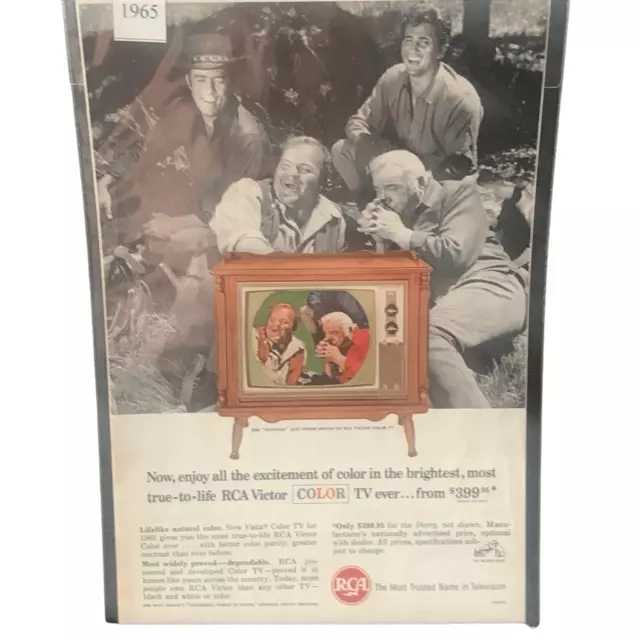 Vintage 1965 RCA Victor Color Television TV Bonanza Ad Advertisement