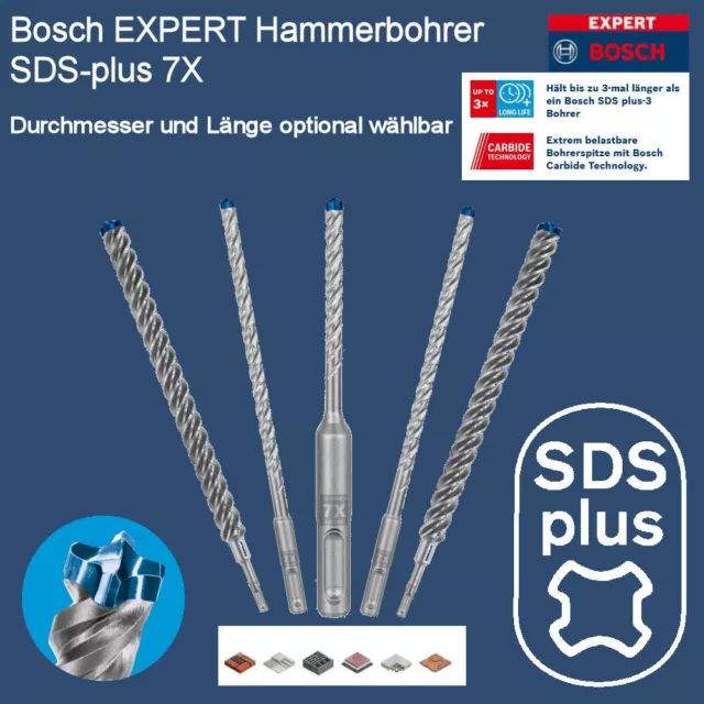 Bosch Expert SDS-plus-7X Hammerbohrer Ø 4,0 - 30,0 mm für armierter Beton, Stein