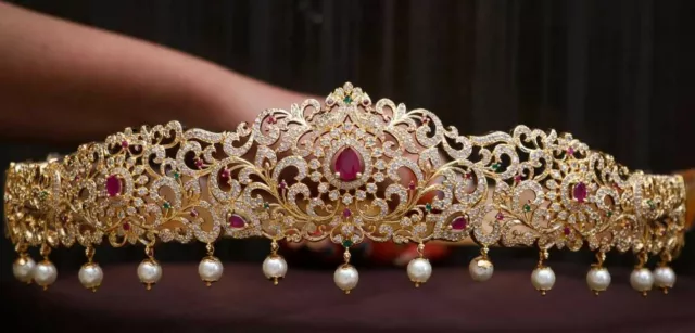 Bollywood Style Indian CZ AD Bridal Kamar Bandh South Waist Belt Wedding Jewelry