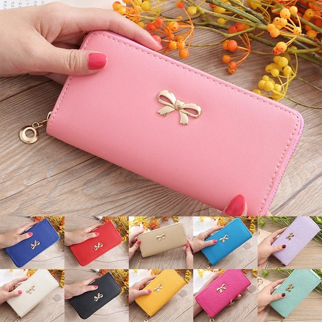 Femmes Portefeuilles Vacances Long Fermeture PU Cuir Téléphone Portable Sac Eté