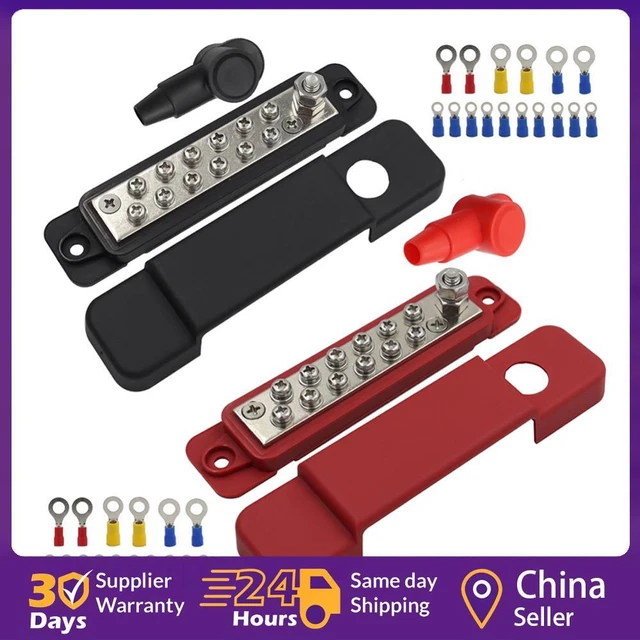 DC 48V 12P Barre Cablaggio Busbar con Coperture + Terminali Anello per Auto Yacht