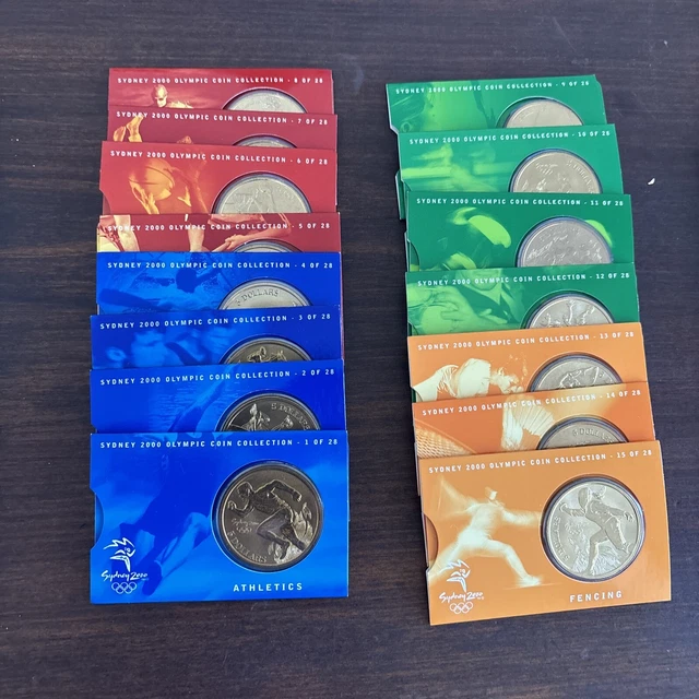 SYDNEY 2000 OLYMPIC Coin Collection Set of 28 CARDS with Mint Coins EUR ...