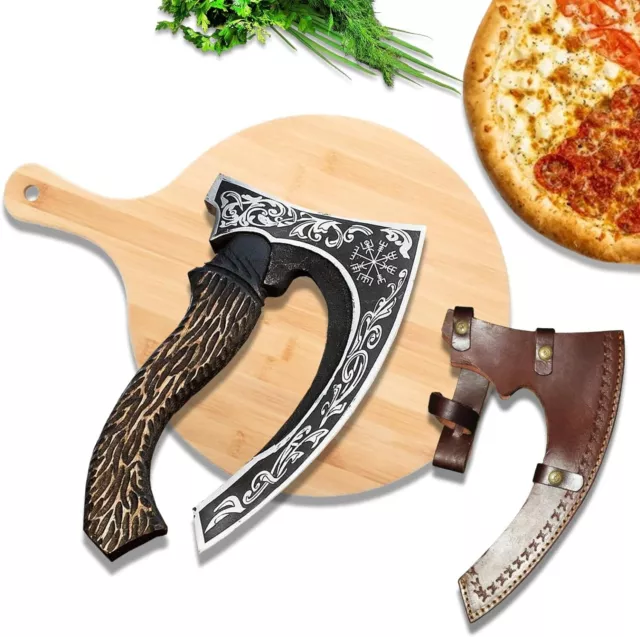 Viking Pizza Cutter Axe, Handmade Viking Methodology Pizza Axe, Professional Axe