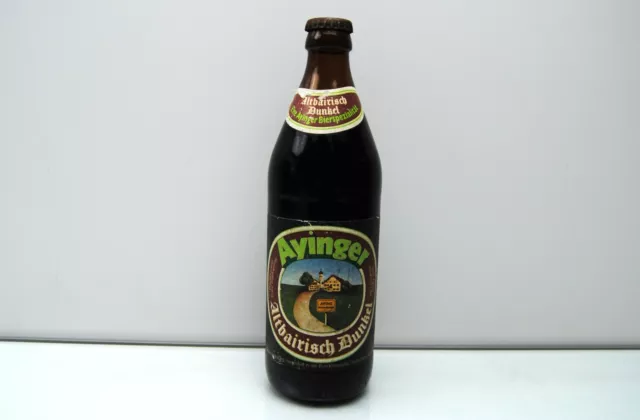 alte volle Bierflasche 0,5l  Ayinger Dunkel ca. 70-90 Jahre Sammlerflasche Bier