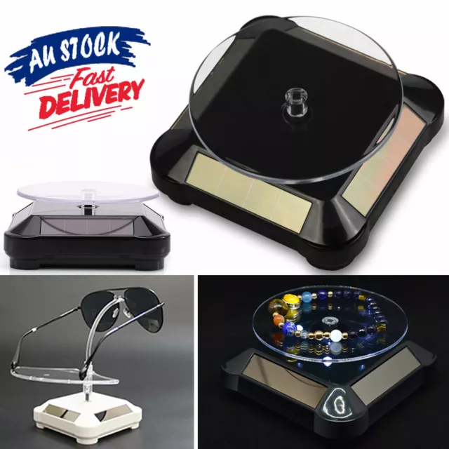 360° Phone Watch Holder Display Stand Rotating Turn Table AU Solar Power Jewelry