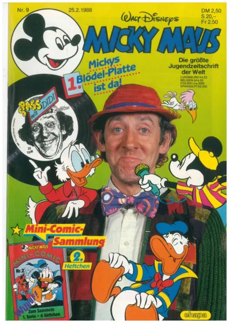 Micky Maus Heft Nr.9-1988 mit  allen festen Beilagen ungelesen TOP (M30