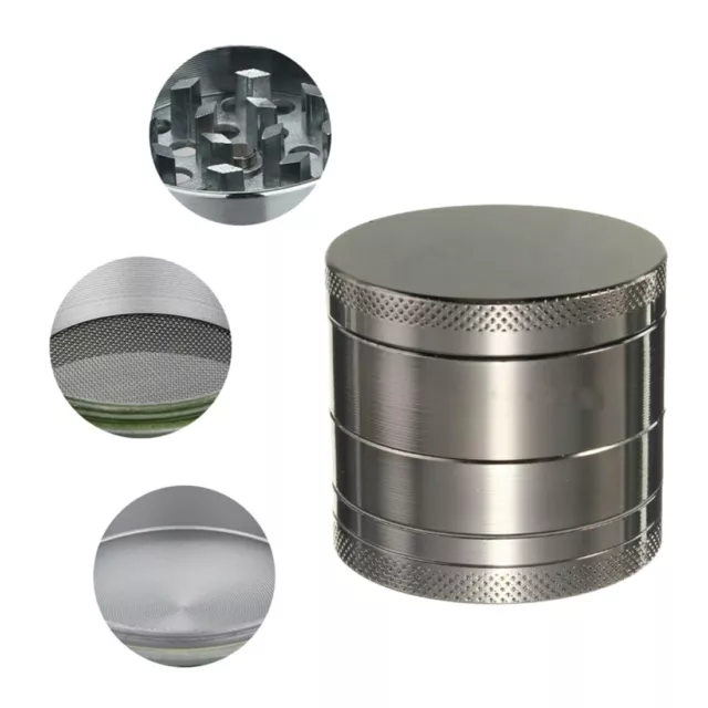 2" Tobacco Herb Grinder Spice Herbal 4 PC Metal Chromium Alloy Smoke Crusher