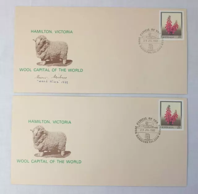 FDC Envelopes x 2 Australia Hamilton, Victoria Signed