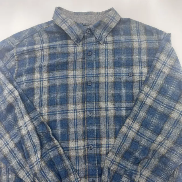 Weatherproof Vintage Long Sleeve Flannel Shirt Mens Size XXL Plaid Cotton Blue