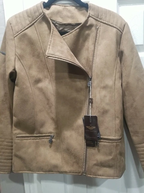 AC MADE IN Italy Men s Brown Suede Leather Look Bomber Jacket Size