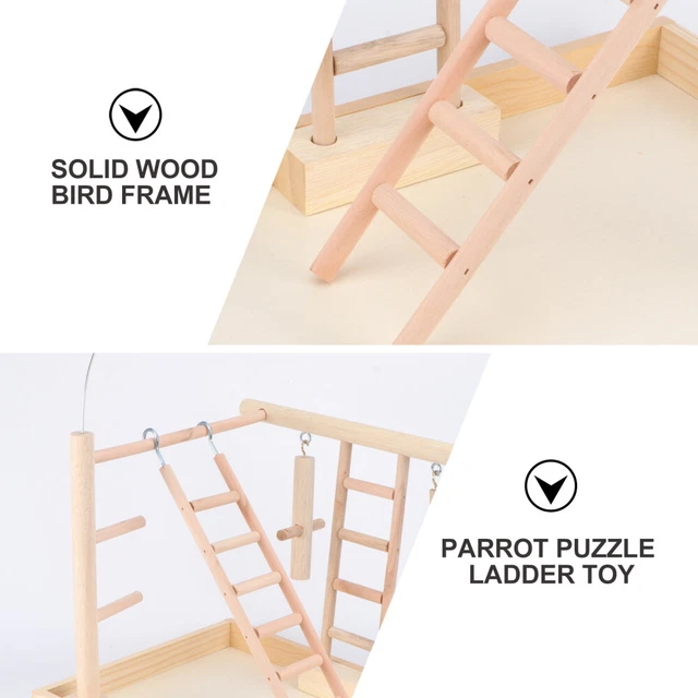 Vogelständer Massivholz Vogelschaukel Papagei Stehender Stock Hölzern Spielzeug 2