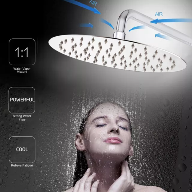 6"-12" Douche en acier inox à effet pluie de tête pomme pommeau carrée ou ronde 2