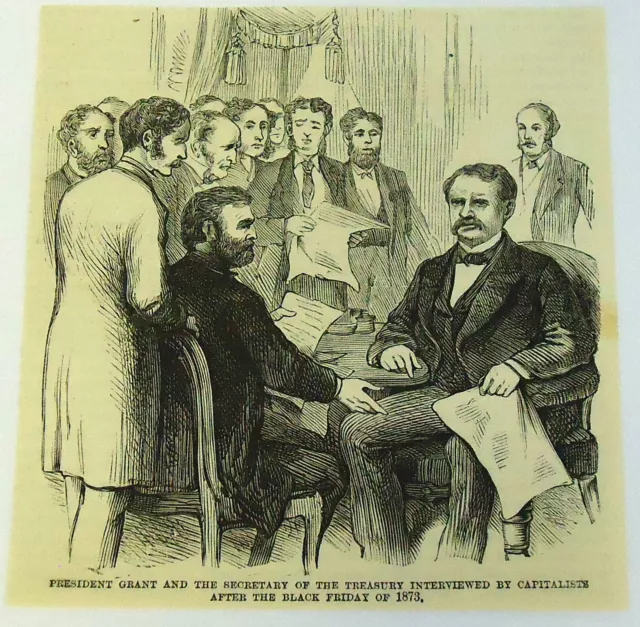 1884 Rivista Incisione ~ President Grant Dopo Nero Friday 1873