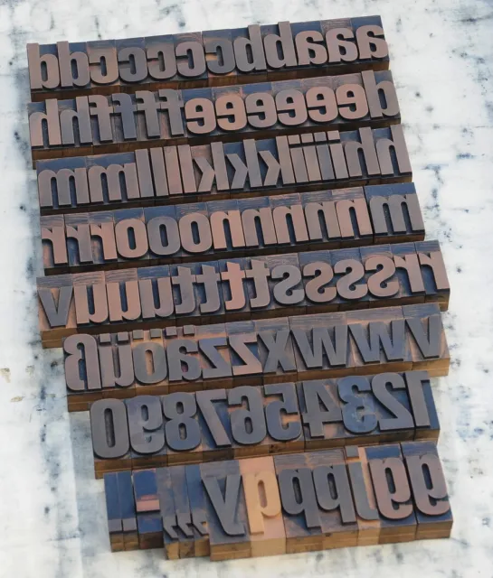 a-z + 0-9 Alphabet Buchstaben 45mm Plakatlettern Buchstaben Stempel Buchdruck