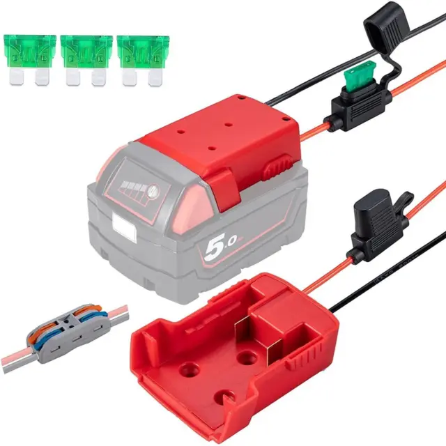 DIY Power Wheels Adapter Dock with Fuse & Terminal For Milwaukee M18 18V Battery