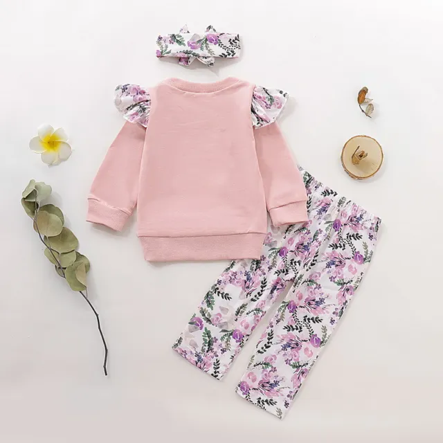 Toddler Kids Baby Girls Floral Tracksuit T Shirt Tops Pants Outfits Clothes Set 10