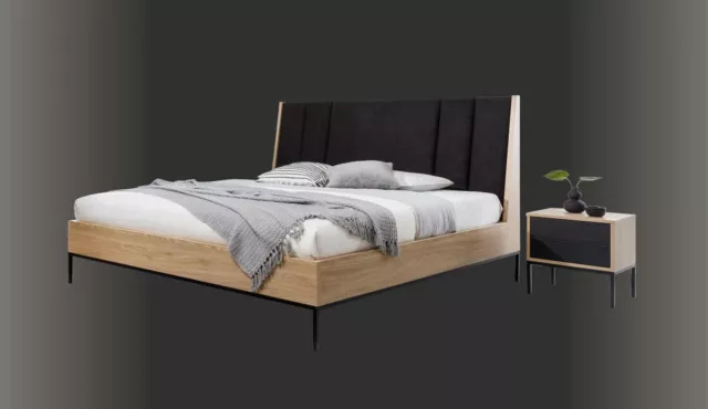 Juego de dormitorio cama beige elegante 2 mesitas de noche lujo moderno nuevo 3 piezas