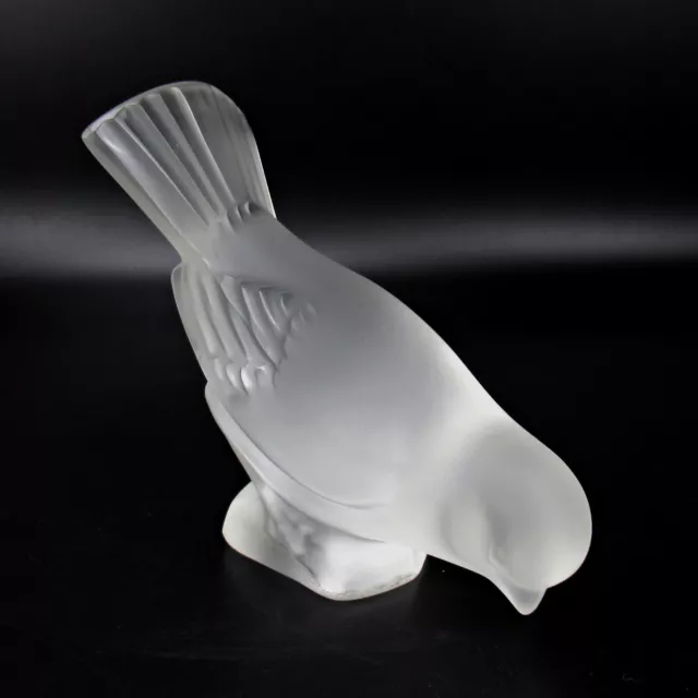 Lalique Glas Figur VOGEL signiert France Glass Figurine Bird Frosted signed RARE 3