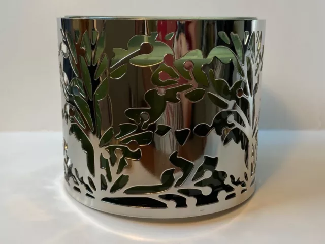 Bath & Body Works Christmas Holly Berries 3-Wick Candle Holder Silver  AAA++