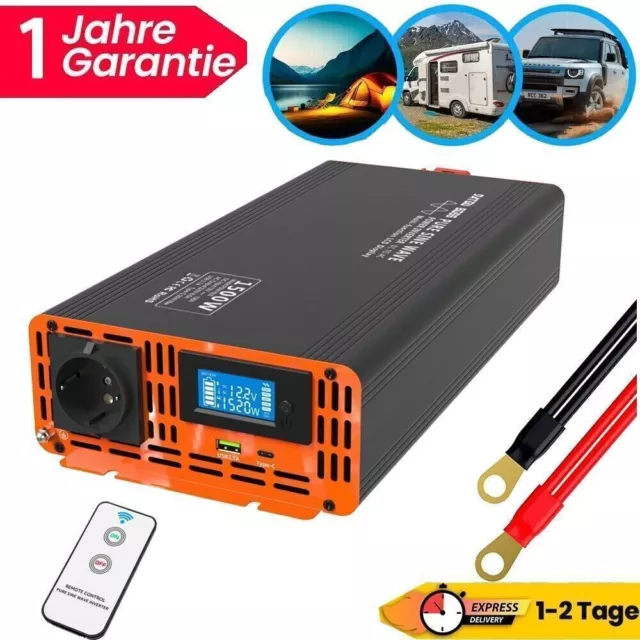 DATOUBOSS 1500W 3000W Reiner Sinus Wechselrichter Spannungswandler 12V 230V USB