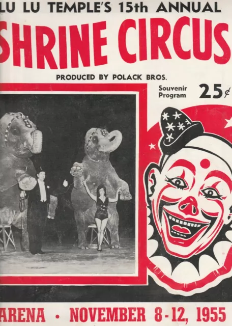 Polack Bros.lu Lu Temple Shrine Circus 1955 Program,Philadelphia Arena #10864