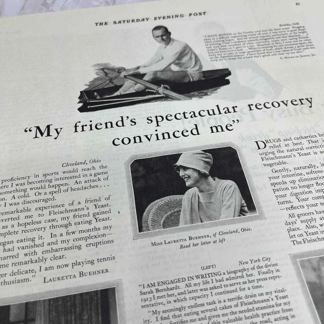 FLEISCHMANN'S YEAST CAKES for Health 1928 Original Magazine