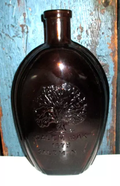 Vintage Embossed Flask Salem Oak 1675  & New Jersey Tercentenary 1664-1964 Sides