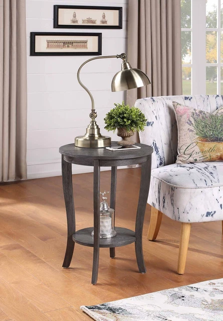 American Heritage Round End Table with Shelf