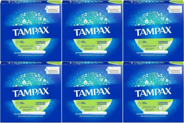 120 aplicador de cartón de protección/discreción Tampax Super Tampones