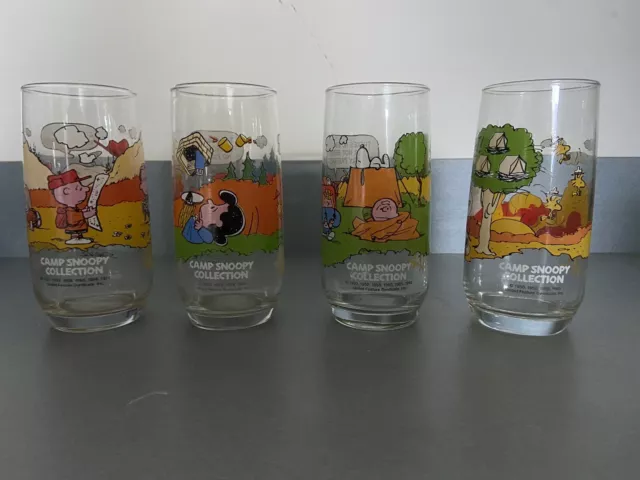 Vintage McDonald’s Camp Snoopy Peanuts Collectors Glasses - Set of 4