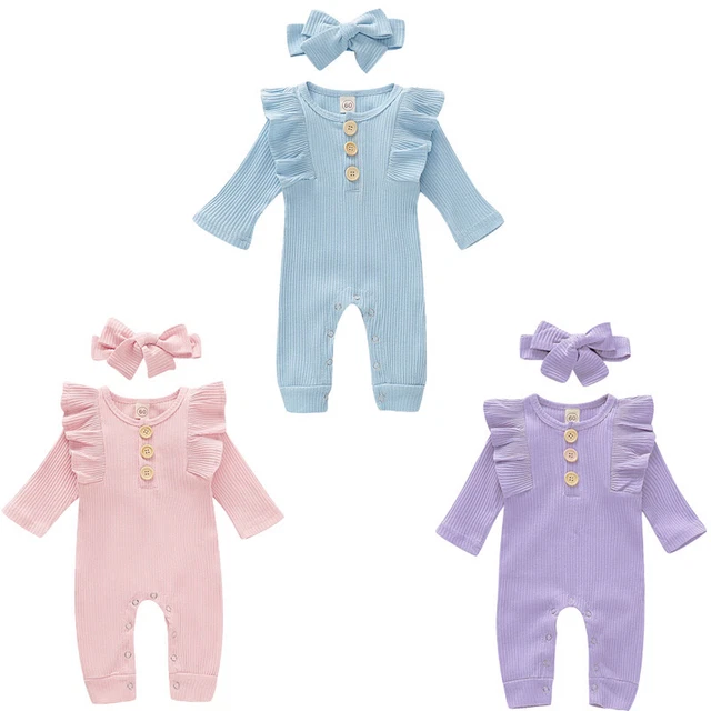 Newborn Infant Baby Boy Girl Romper Bodysuit Jumpsuit Headband Outfits Clothes