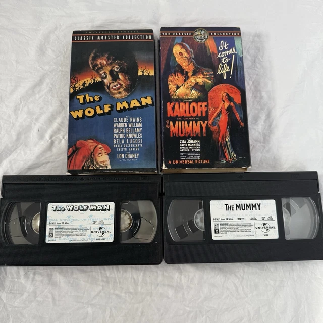 THE WOLF MAN/THE Mummy VHS Claude Rains Boris Karloff Classic Monster ...