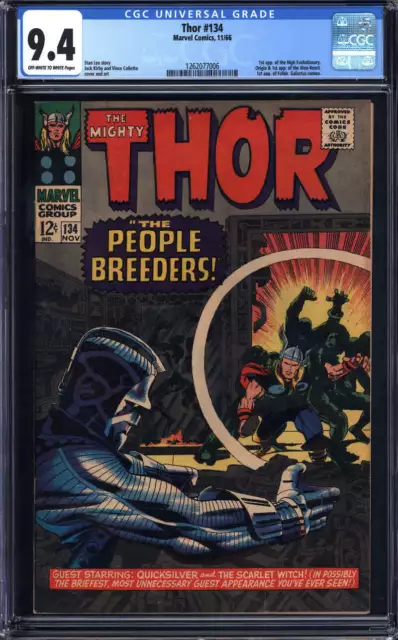 Thor #134 Cgc 9.4 Ow/Wh Pages // 1St Appearance Man-Beast High Evolutionary 1966