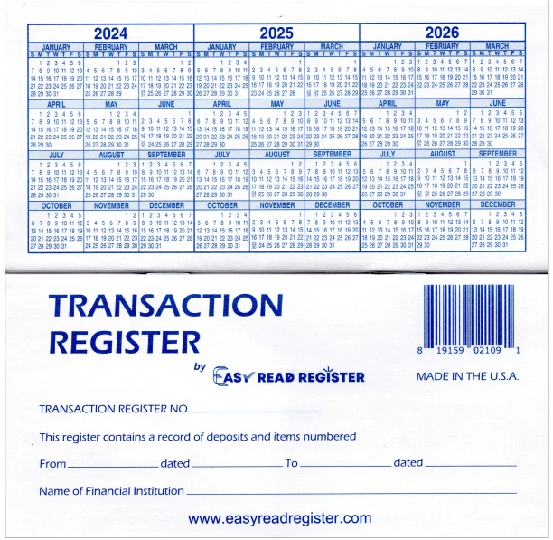 20 PACK CHECKBOOK Transaction Registers 202420252026 Calendars Check